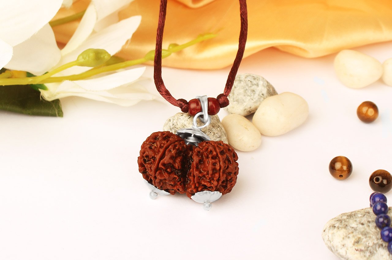 gauri shankar rudraksha in silver pendant and thread